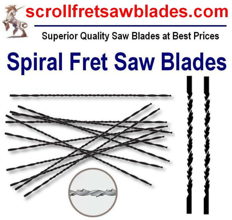 Fret saw blades with Spiral Twist Teeth